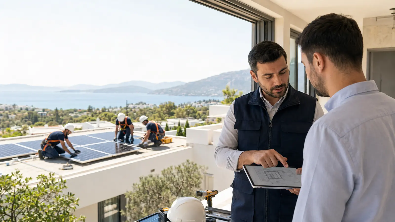 Projeyi sahada yöneten güneş enerjisi ekibi
